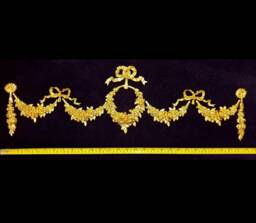 Large Ornate Applique Gilt Or White French Style Decorative Wall Furniture Onlay Moulding Pediment Plastic Decoration - thumbnail 1