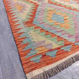 Handmade Wool Kilim Runner Rug, Geometric Tribal Flatweave, Afghan Turkish Navajo Design, Natural Dyes 485x84 cm - thumbnail 4