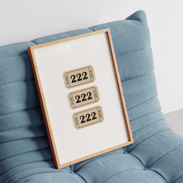222 Angel Number Print Vintage Ticket Poster, A1 A2 A3 A4 A5 - image 1