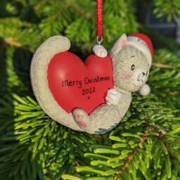 Personalised Cute Grey Tabby Cat Kitten Christmas Tree Decoration Kitty 1st Xmas Pet Bauble First Hanging Ornament Keepsake Gift - thumbnail 3