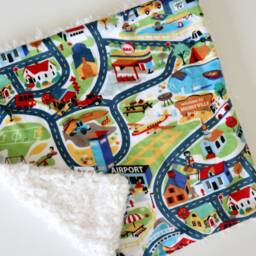 Dream Lovie. Security Blanket. Personalized Lovey. Faux Fur Town Map. Mini Baby Minky Shower Gift - thumbnail 3