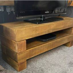 Rustic Handmade Railway Sleeper Tv Cabinet Sideboard - thumbnail 3