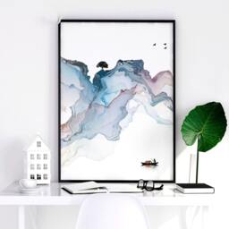 Calm Horizontal Set Of 3 Framed Wall Art Prints For Relaxing Bedroom, Night Sky Japandi Gallery Hanging Above Bed Decor - thumbnail 3