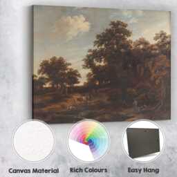 Classical Woodland Pastoral Landscape With Figures & Livestock Canvas Wall Art Print Decor Picture Ready To Hang - thumbnail 2