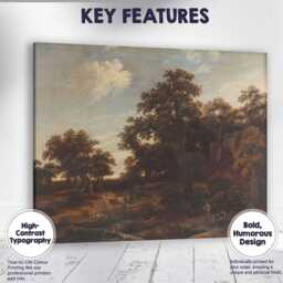 Classical Woodland Pastoral Landscape With Figures & Livestock Canvas Wall Art Print Decor Picture Ready To Hang - thumbnail 1