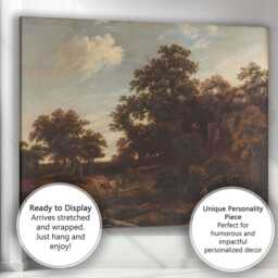 Classical Woodland Pastoral Landscape With Figures & Livestock Canvas Wall Art Print Decor Picture Ready To Hang - thumbnail 3