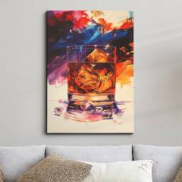 Whiskey Glass Beverage Watercolor Drink Painting Framed Poster Print & Canvas Wall Decor Art Bedroom Home Interior Drinking Gift - thumbnail 1