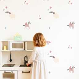 Unicorn Wall Decals - Girls Stickers Girl Bedroom PVC Free, No Odour Repositionable Fabric - thumbnail 1