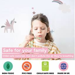 Unicorn Wall Decals - Girls Stickers Girl Bedroom PVC Free, No Odour Repositionable Fabric - thumbnail 3