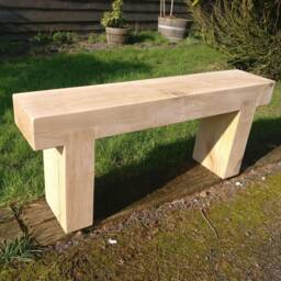 Solid French Oak Beam Garden Bench Seat - Size Options Available - thumbnail 3