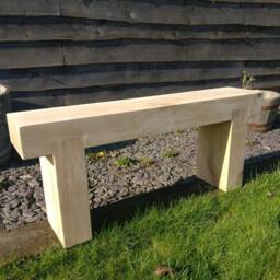 Solid French Oak Beam Garden Bench Seat - Size Options Available - thumbnail 1