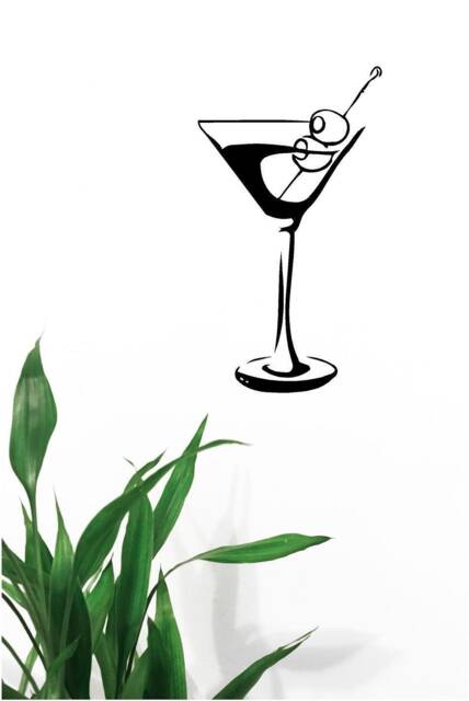 Martini Glass Vinyl Wall Art, Decal, Sticker, Transfer, Mural, Removable, Decor, Interior, Exterior, Peel & Stick, Full - 0662 - image 1