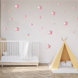 Pastel Pink Star Wall Stickers Rustic Nursery Decor - thumbnail 2