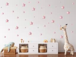 Pastel Pink Star Wall Stickers Rustic Nursery Decor - thumbnail 1