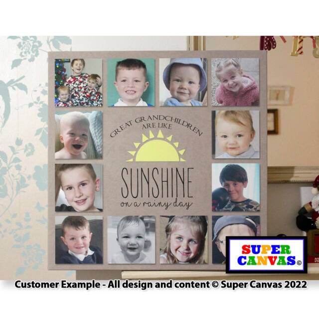 Grandchildren Personalised Family Photo Collage Framed Canvas Print Handmade Gift For Grandparent Grandad Nana Christmas Birthday - image 1