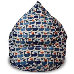 Blue Whale Linen Bean Bag Chair Cover With Inner Liner Coastal Floor Seating - thumbnail 3