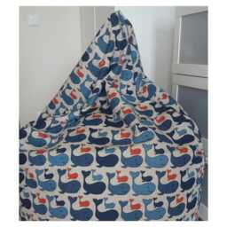 Blue Whale Linen Bean Bag Chair Cover With Inner Liner Coastal Floor Seating - thumbnail 1