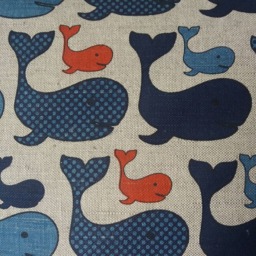 Blue Whale Print Linen Bean Bag Chair Cover With Insert - Coastal Decor - No Filling - thumbnail 3