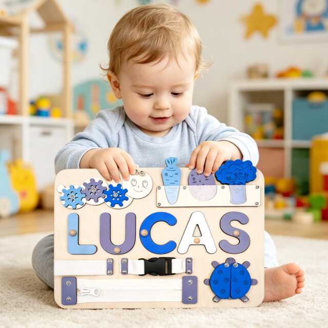 Custom Baby Name Puzzle, Personalized Kids Busy Board, Wood Puzzle Toys, 1st Birthday Gift, Christmas Shower Gift - image 1