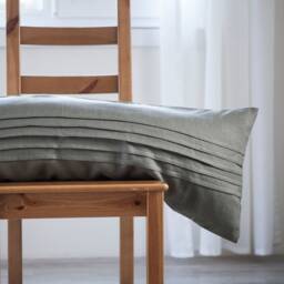 Sage Green Linen Lumbar Pillow Cover Striped Decorative Cushion - thumbnail 2