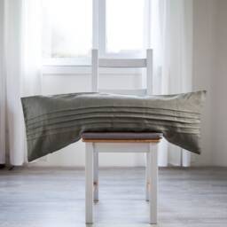 Sage Green Linen Lumbar Pillow Cover Striped Decorative Cushion - thumbnail 3