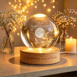 The Day You Became My Dad Gift, Personalized Moons Phase Crystal Ball Night Light, Moons Light For Dad, Father's Gift - thumbnail 2