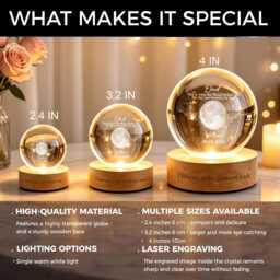 The Day You Became My Dad Gift, Personalized Moons Phase Crystal Ball Night Light, Moons Light For Dad, Father's Gift - thumbnail 3