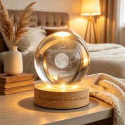 The Day You Became My Dad Gift, Personalized Moons Phase Crystal Ball Night Light, Moons Light For Dad, Father's Gift - thumbnail 4