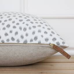 Gray & White Spot Pillow Cover - Polka Dot Neutral Throw Modern Farmhouse Cushion Mara - thumbnail 2
