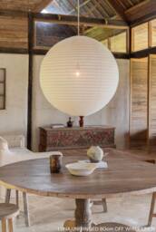 Handmade Luna Off-White Linen Pendant Light Shade - Modern Farmhouse Ceiling Lamp - thumbnail 1