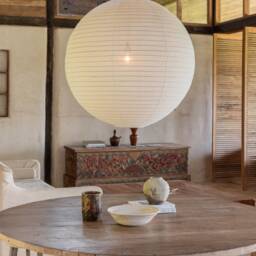 Linen Pendant Light Shade Off-White Round Ceiling Lamp, Modern Farmhouse Boho Scandinavian Luna - thumbnail 2