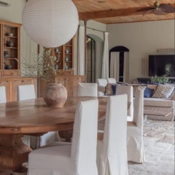 Handmade Luna Off-White Linen Pendant Light Shade - Modern Farmhouse Ceiling Lamp - thumbnail 3