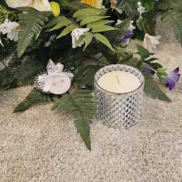 Silver Geometric Soy Candle - Luxury Glass Jar Modern Home D??cor Housewarming Gift - thumbnail 3