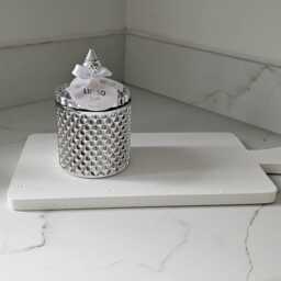Silver Geometric Soy Candle - Luxury Glass Jar Modern Home D??cor Housewarming Gift - thumbnail 4