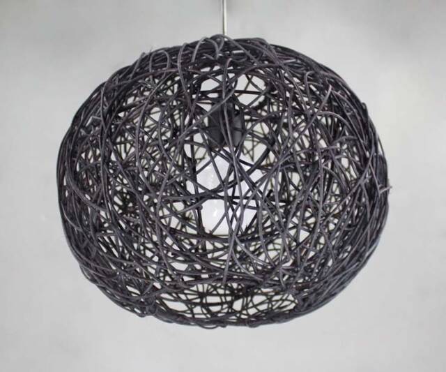 Black Rattan Sphere Pendant Lights, Ball Ceiling Lighting Fixture, Decorative Lighting - image 1