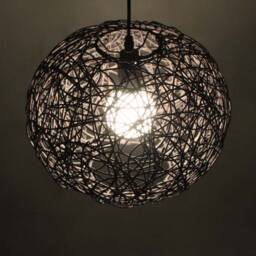Black Rattan Sphere Pendant Lights, Ball Ceiling Lighting Fixture, Decorative Lighting - thumbnail 2
