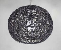 Black Rattan Sphere Pendant Lights, Ball Ceiling Lighting Fixture, Decorative Lighting