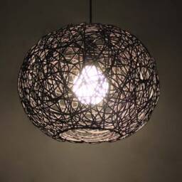 Black Rattan Sphere Pendant Lights, Ball Ceiling Lighting Fixture, Decorative Lighting - thumbnail 3
