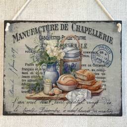 French Style Rustic Kitchen Sign Wall Hanging Plaque Vintage Bread Flowers Picture - thumbnail 2