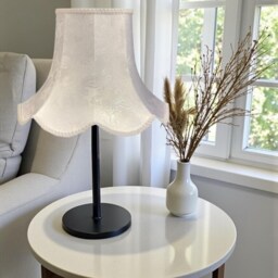 Traditional White Paisley Fabric Lampshade Handmade in The UK For Table & Floor Standard Lamp Shades, Ceiling Pendant Lights, Wall Lights - thumbnail 3
