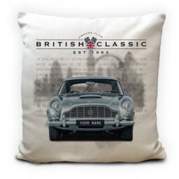 Personalised Db5 British Classic Car Cushion Cover - Vintage Retro Collectors Home Accessory Your Name Number Plate 16 Inch
