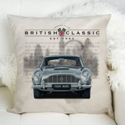 Personalised Db5 British Classic Car Cushion Cover - Vintage Retro Collectors Home Accessory Your Name Number Plate 16 Inch - thumbnail 3