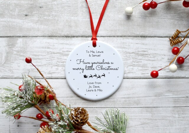 Personalised Have Yourself A Merry Little Christmas Ceramic Circle Decoration Ornament - image 1
