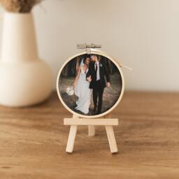 Photo Christmas Tree Decoration, Cotton Wedding Anniversary Gift, Ornament, Embroidery Hoop Decoration - thumbnail 2