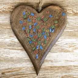 Wooden Heart Decorated With Butterflies, Wall Hanging, Art - thumbnail 3