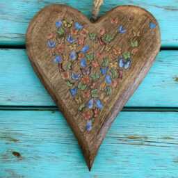 Wooden Heart Decorated With Butterflies, Wall Hanging, Art - thumbnail 2