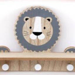 Angharad - Assortment Of 2 Animal Shelf/Shelves With Hooks, 39.5cm, Nursery, Kids Room, Hall, Lion, Giraffe - thumbnail 3
