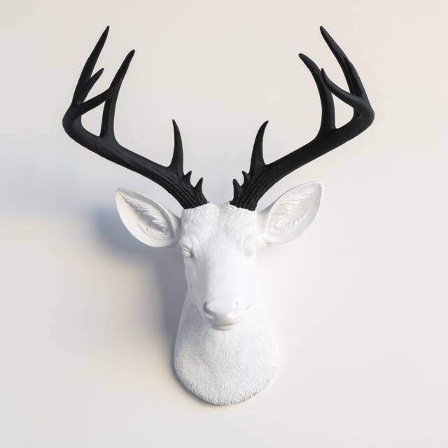 Faux Taxidermy Large Deer Wall Mount - Decor White & Black Nd0117 - image 1