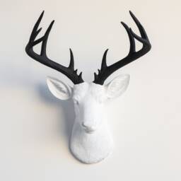 Faux Taxidermy Large Deer Wall Mount - Decor White & Black Nd0117 - thumbnail 1