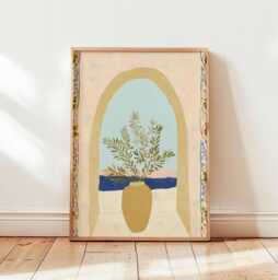 Minimalist Palm Tree Print, Boho Terracotta Archway Poster